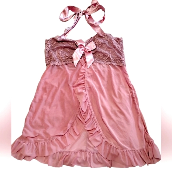 AVIDLOVE | Pink Lace Barbiecore Babydoll Lingerie | Satin Bow Sheer Nightyfairy - Picture 6 of 10